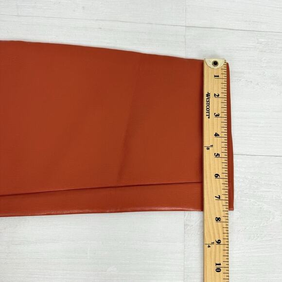 Aritzia Wilfred Melina Vegan Faux Leather Pants Size 10 Orange Straight Leg Fall - Picture 14 of 15